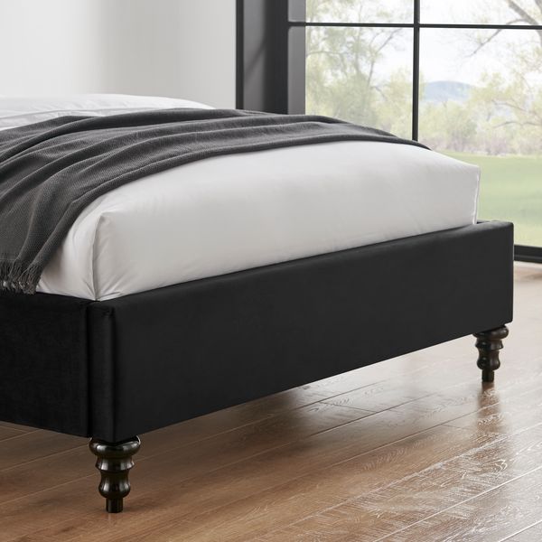 Rosa Black Velvet Fabric Bed