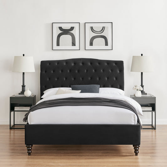 Rosa Black Velvet Fabric Bed