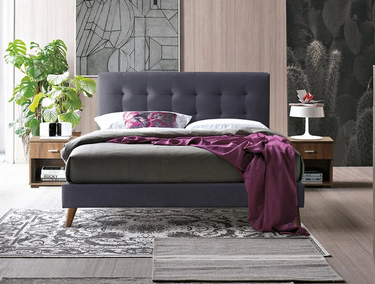 Novara Dark Grey Fabric Bed