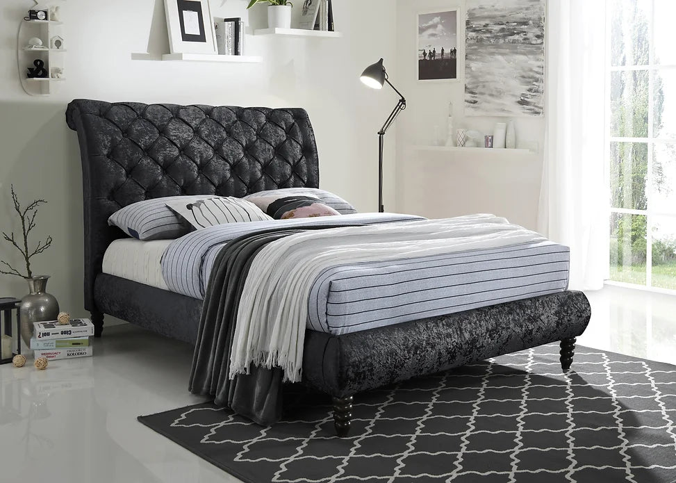 Venice Black Fabric Bed